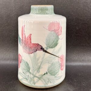 Polly Pottery Studio Art Pottery Vase Watercolor Hummingbird Boulder CO